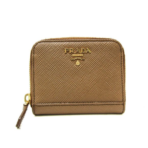 Prada Saffiano Women's Leather Coin Purse/coin Case Brown - Picture 1 of 10